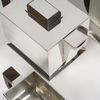 TETARD  FRERES - Service à thé et café Art déco en argent, modèle cubiste Circa 1925/1930