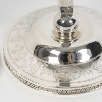 JFJ BEYDEL - Paire de flambeaux en argent, 1er Empire, 2è COQ  1809/1818