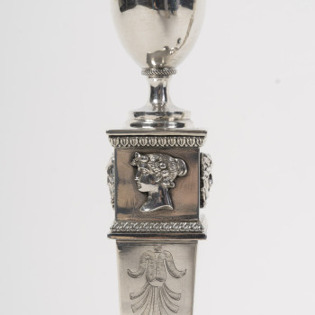 JFJ BEYDEL - Paire de flambeaux en argent, 1er Empire, 2è COQ  1809/1818