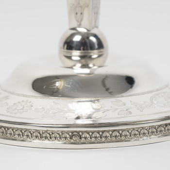 JFJ BEYDEL - Pair of Silver Candlesticks, First Empire, 2nd Rooster 1809/1818