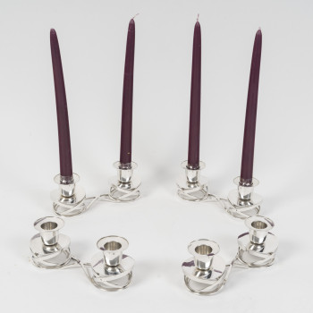 ESQUILAT – Set of 4 Art Deco Double Low Candelabra in Solid Silver