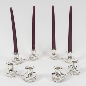 ESQUILAT – Set of 4 Art Deco Double Low Candelabra in Solid Silver