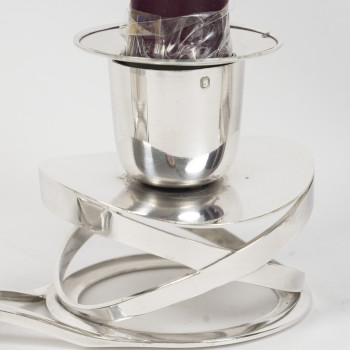 ESQUILAT – Suite de 4 Candélabres bas doubles argent massif  ART DECO