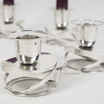 ESQUILAT – Set of 4 Art Deco Double Low Candelabra in Solid Silver