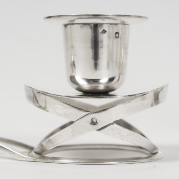 ESQUILAT – Suite de 4 Candélabres bas doubles argent massif  ART DECO
