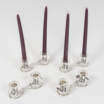 ESQUILAT – Set of 4 Art Deco Double Low Candelabra in Solid Silver