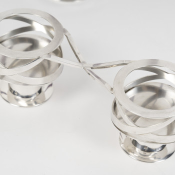 ESQUILAT – Suite de 4 Candélabres bas doubles argent massif  ART DECO