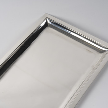 JEAN E. PUIFORCAT – Set de deux plats rectangulaires et d’une Jatte en argent massif Epoque ART DECO