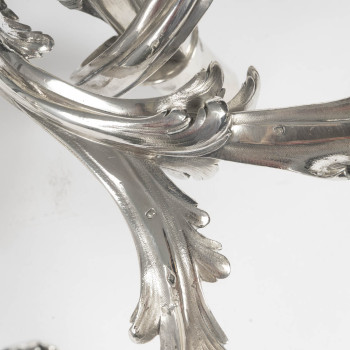 Gustave Odiot – Important pair of solid silver seven-light candelabra. Napoleon III period.