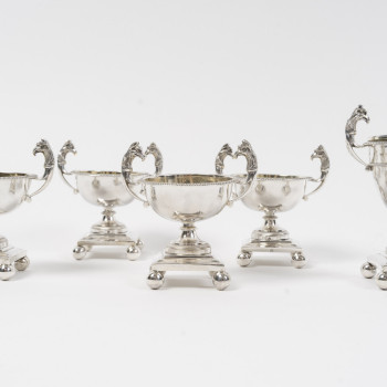 FRANCOIS FROMENT  - SET DE CINQ PIÈCES À CONDIMENTS EN ARGENT MASSIF, ÉPOQUE CONSULAT – PREMIER...