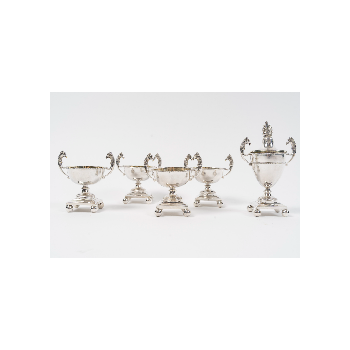 François Froment – Five-piece solid silver condiment set, Consulate – First Empire period