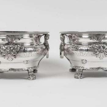 BOIN-TABURET – Pair of solid silver wine coolers – Late 19th