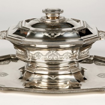 Silversmith ROUSSEL - Centerpiece in its "dormant" in silver XXth