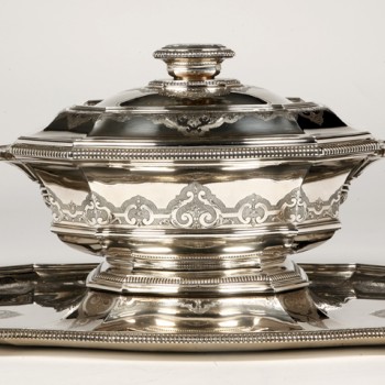 Silversmith ROUSSEL - Centerpiece in its "dormant" in silver XXth