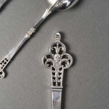 CCHRISTOFLE & CARDEILHAC - Solid silver flatware set, 143 pieces, "Renaissance" pattern - Late...