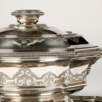 Silversmith ROUSSEL - Centerpiece in its "dormant" in silver XXth