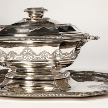 Silversmith ROUSSEL - Centerpiece in its "dormant" in silver XXth