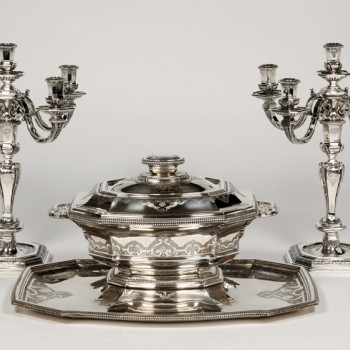 Silversmith ROUSSEL - Centerpiece in its "dormant" in silver XXth