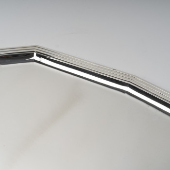 OLIER & CARON - Solid silver tray, Art Deco period (20th century)