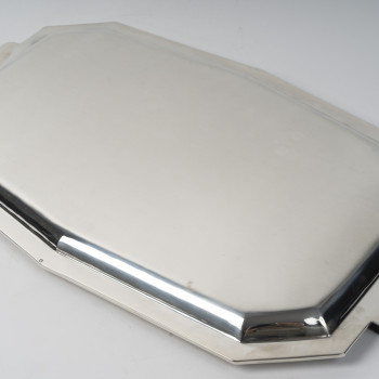OLIER & CARON - Solid silver tray, Art Deco period (20th century)