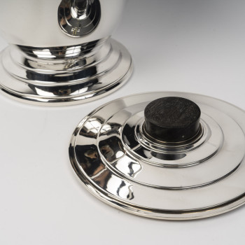OLIER & CARON – Rafraichissoir couvert en argent massif ART DECO XXe