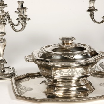 Silversmith ROUSSEL - Centerpiece in its "dormant" in silver XXth