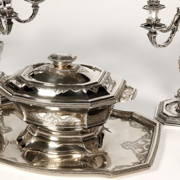 Silversmith ROUSSEL - Centerpiece in its "dormant" in silver XXth