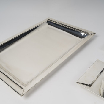 J. E. PUIFORCAT- Set de 2 plats et saucière - Modèle « Trouville », ART DECO 1921-1922
