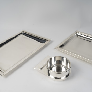 J. E. PUIFORCAT- Set of 2 dishes and sauce boat - “Trouville” model, ART DECO 1921-1922