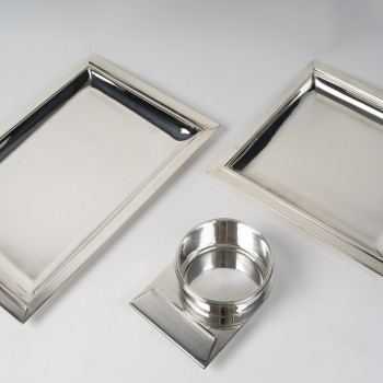 J. E. PUIFORCAT- Set de 2 plats et saucière - Modèle « Trouville », ART DECO 1921-1922