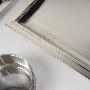 J. E. PUIFORCAT- Set de 2 plats et saucière - Modèle « Trouville », ART DECO 1921-1922