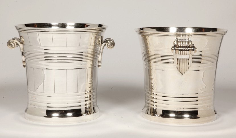 Goldsmith BOIN TABURET - Pair of coolers in solid silver Art Deco period