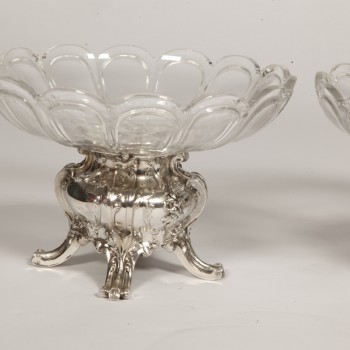 Orfèvre GUSTAVE ODIOT - Paire de coupes en argent massif et cristal BACCARAT