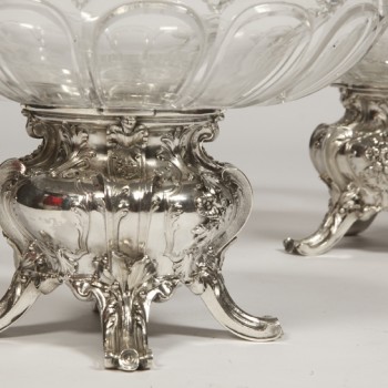 Orfèvre GUSTAVE ODIOT - Paire de coupes en argent massif et cristal BACCARAT