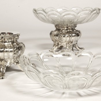 Goldsmith GUSTAVE ODIOT - Pair of cups in sterling silver and crystal BACCARAT