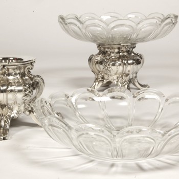 Orfèvre GUSTAVE ODIOT - Paire de coupes en argent massif et cristal BACCARAT