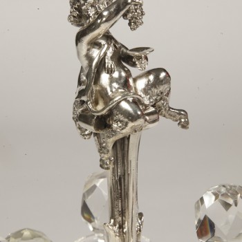 Silversmith ODIOT - Cruet/vinegar in solid silver and 19th century crystal bottles