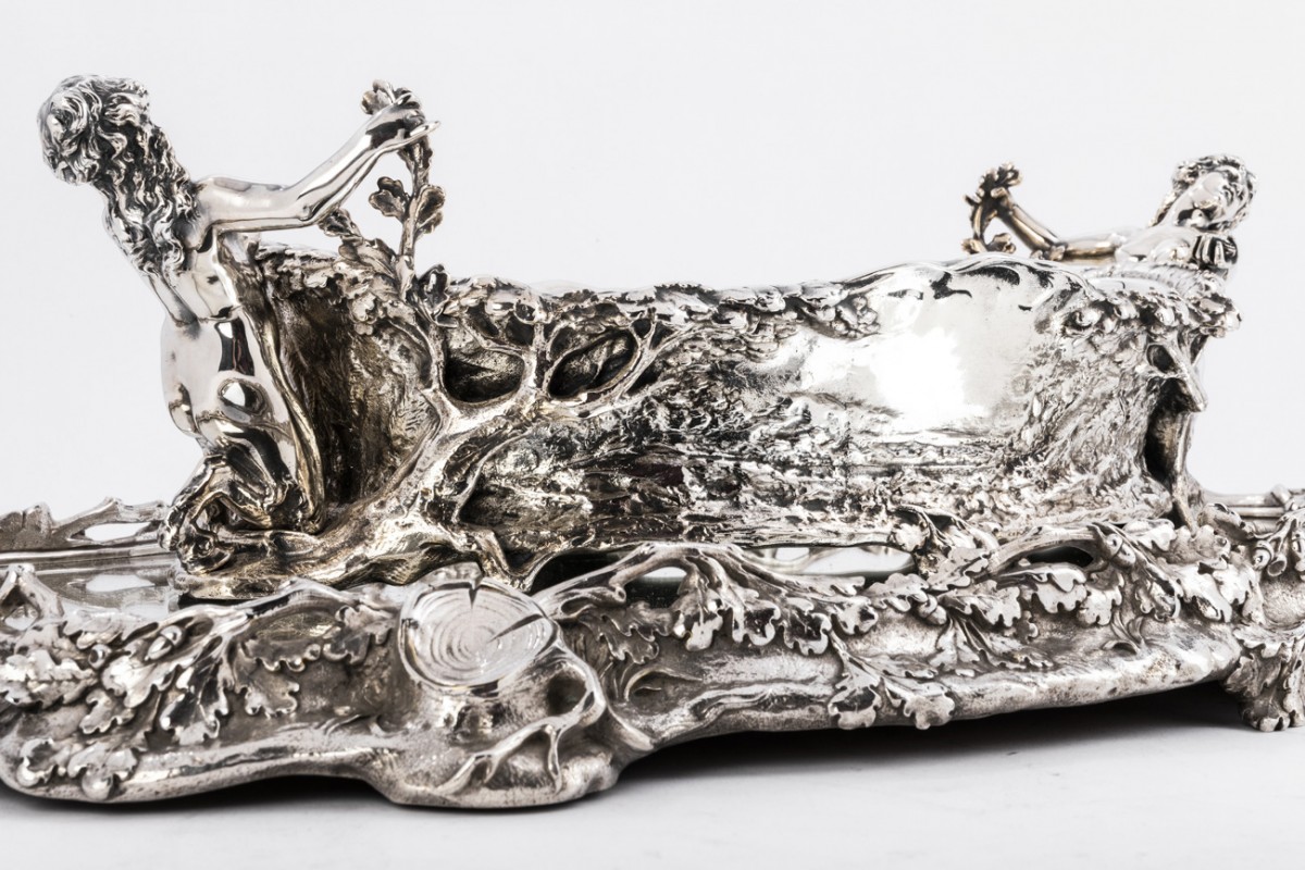 Centerpiece in silvered bronze said "The Forest" by C. CHRISTOFLE XIXth