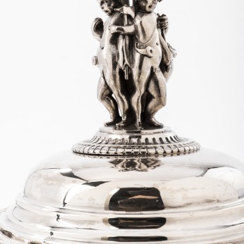 Goldsmith ODIOT - Vegetable dish on its platter in solid silver XIXth