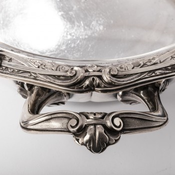 Goldsmith ODIOT - Vegetable dish on its platter in solid silver XIXth