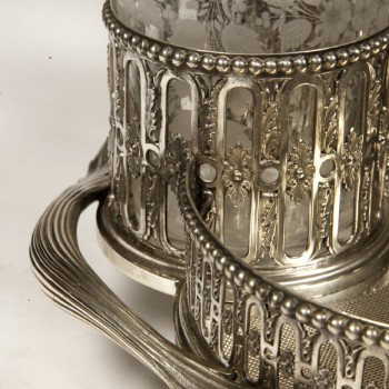 Goldsmith ODIOT - Cabaret in sterling silver and 4 19th century crystal bottles