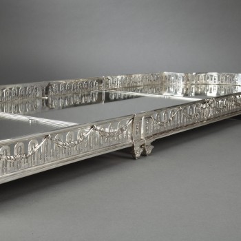 Goldsmith QUEILLE - Surtout of table and its planter in solid silver XIXth