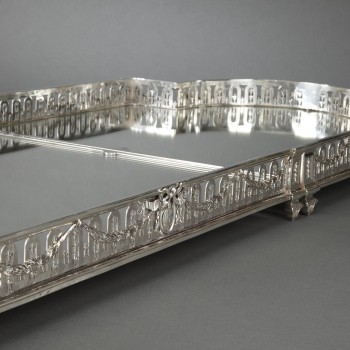 Goldsmith QUEILLE - Surtout of table and its planter in solid silver XIXth