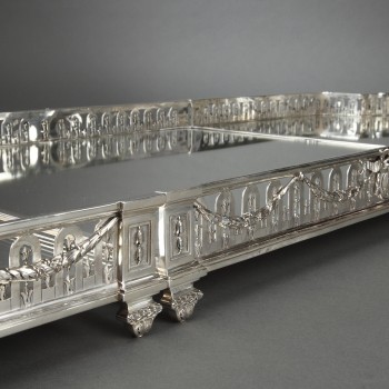 Goldsmith QUEILLE - Surtout of table and its planter in solid silver XIXth