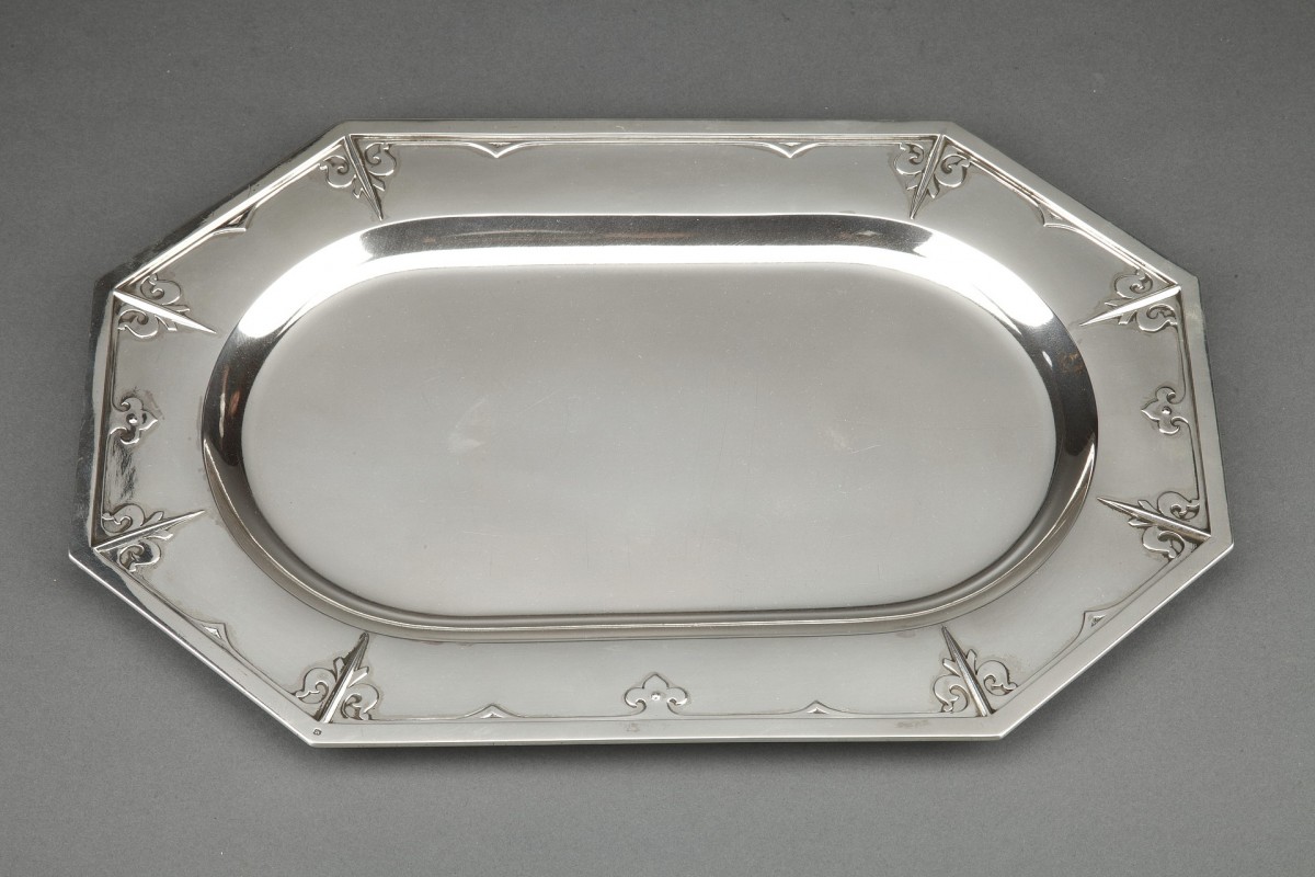 Cardeilhac Orfèvre - Plat 44 cm En Argent Massif Modèle fer de lance