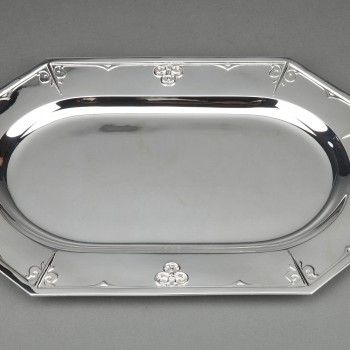 CARDEILHAC silversmith - Solid silver dish, - 45 cm - XIXth "Fer de lance" model