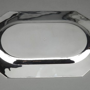 CARDEILHAC silversmith - Solid silver dish, - 45 cm - XIXth "Fer de lance" model