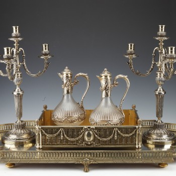 Orfèvre : BOIN TABURET –Garniture de table en argent massif vermeille XIXè vers 1860