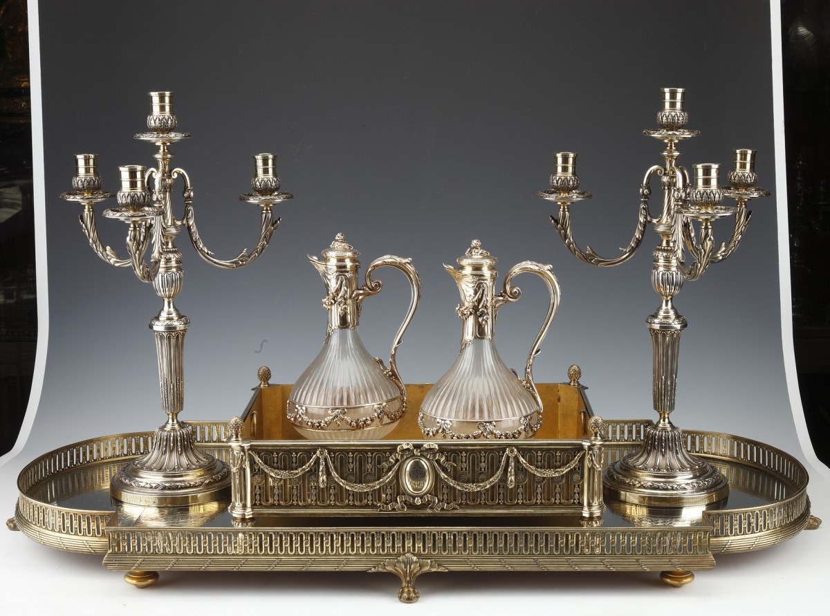 Orfèvre : BOIN TABURET –Garniture de table en argent massif vermeille XIXè vers 1860