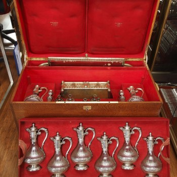 Orfèvre : BOIN TABURET –Garniture de table en argent massif vermeille XIXè vers 1860